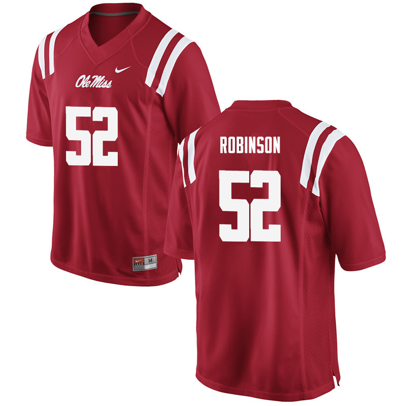 Austrian Robinson Ole Miss Rebels NCAA Men's Red #52 Stitched Limited College Football Jersey BPU2158HS